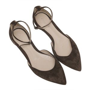 GIANVITO ROSSI POINTED-TOE ANKLE STRAP FLATS SIZE 38